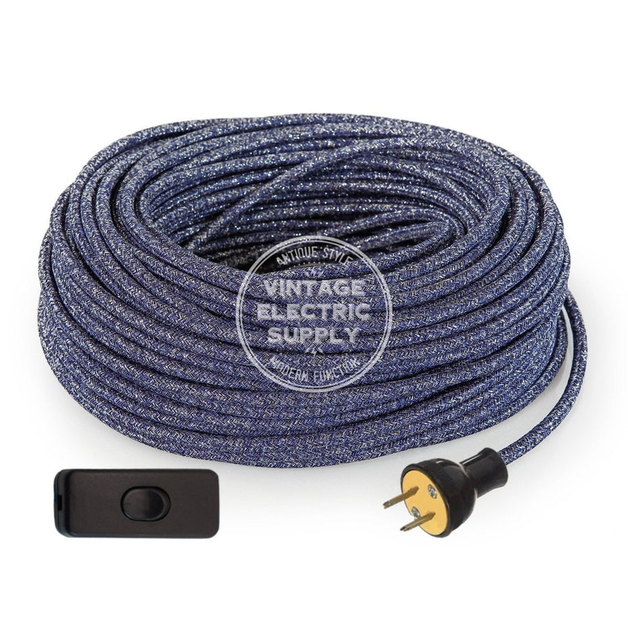 Denim Glitter Re-Wire Kit with Switch - Vintage Electric Supply