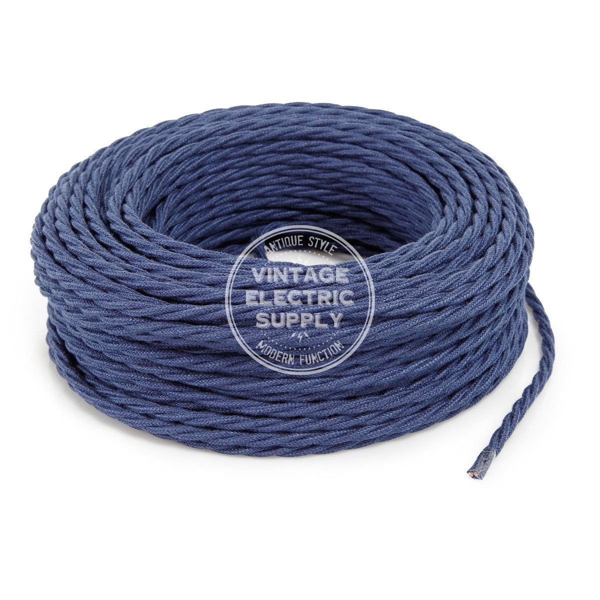 Denim Raw Yarn Twisted Electric Cable  - Vintage Electric Supply