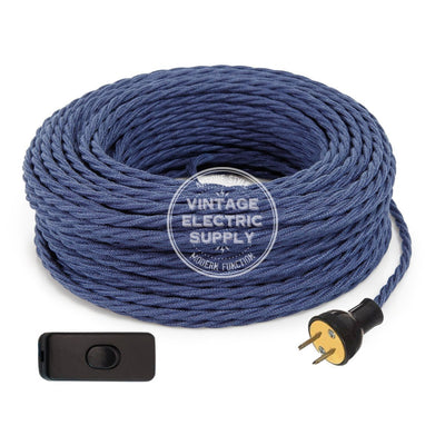 Denim Raw Yarn Twisted Re-Wire Kit with Switch - Vintage Electric Supply