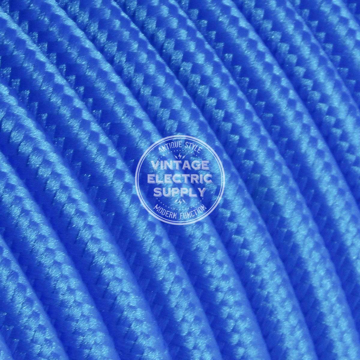 Electric Blue Rayon Electric Cable  - Vintage Electric Supply