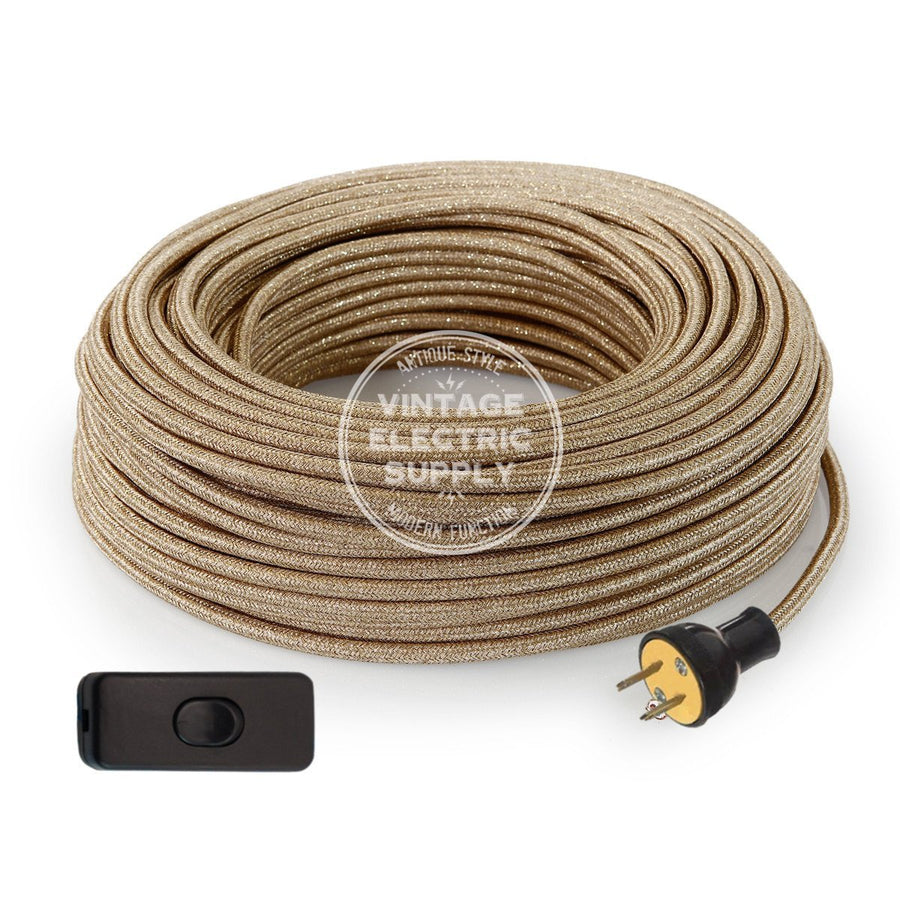 Gold Glitter Re-Wire Kit with Switch - Vintage Electric Supply