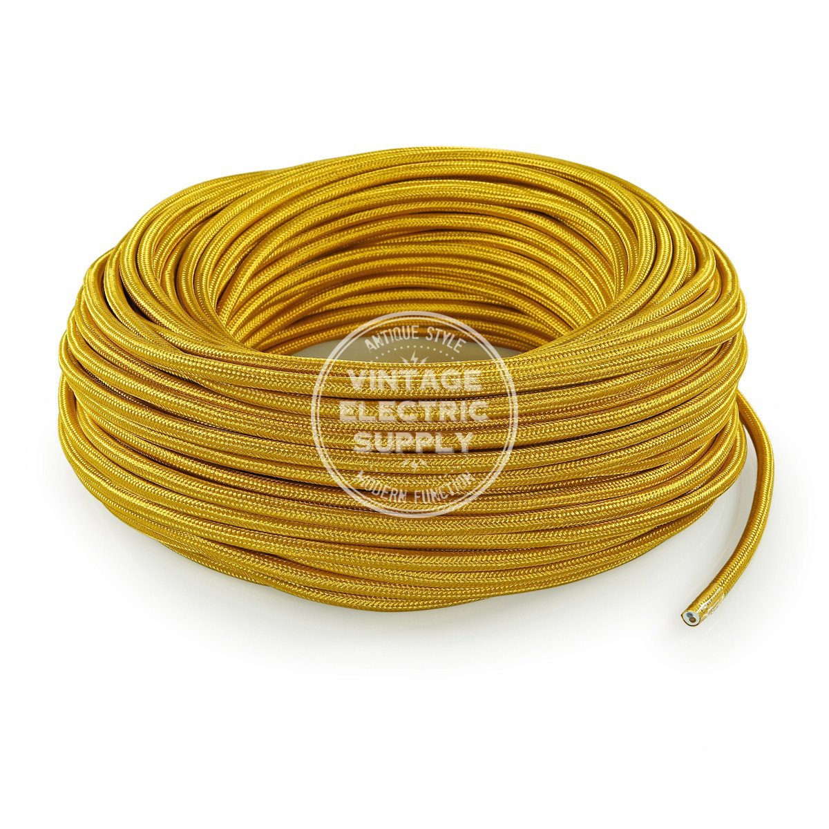 Gold Rayon Electric Cable  - Vintage Electric Supply