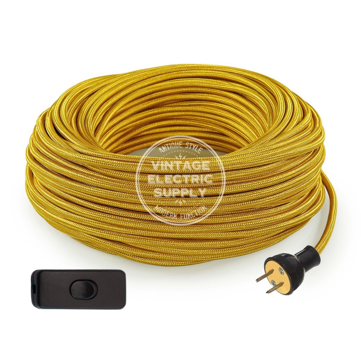 Gold Rayon Re-Wire Kit with Switch - Vintage Electric Supply