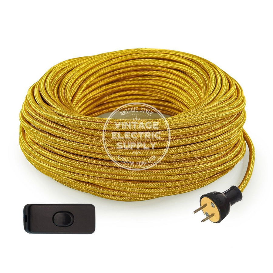 Gold Rayon Re-Wire Kit with Switch - Vintage Electric Supply