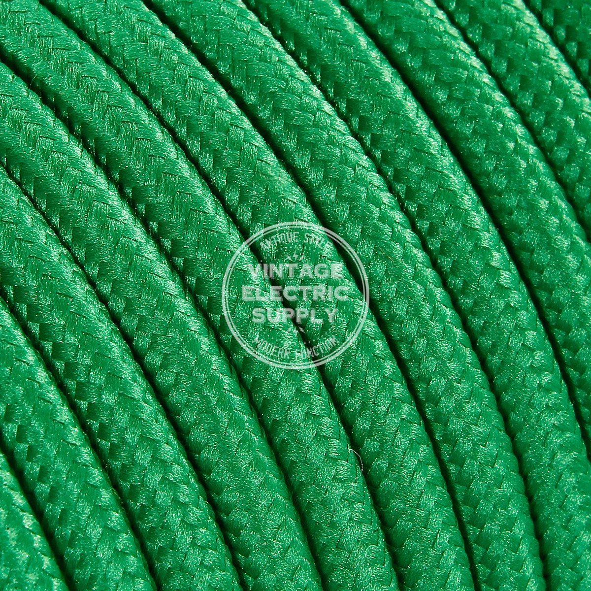 Green Rayon Electric Cable  - Vintage Electric Supply