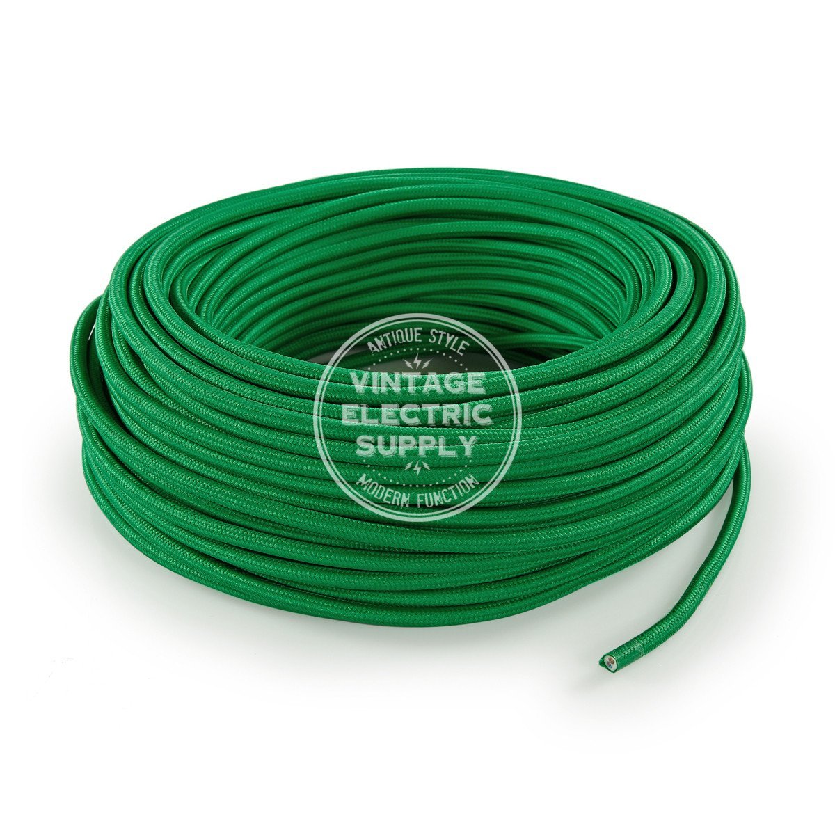 Green Rayon Electric Cable  - Vintage Electric Supply