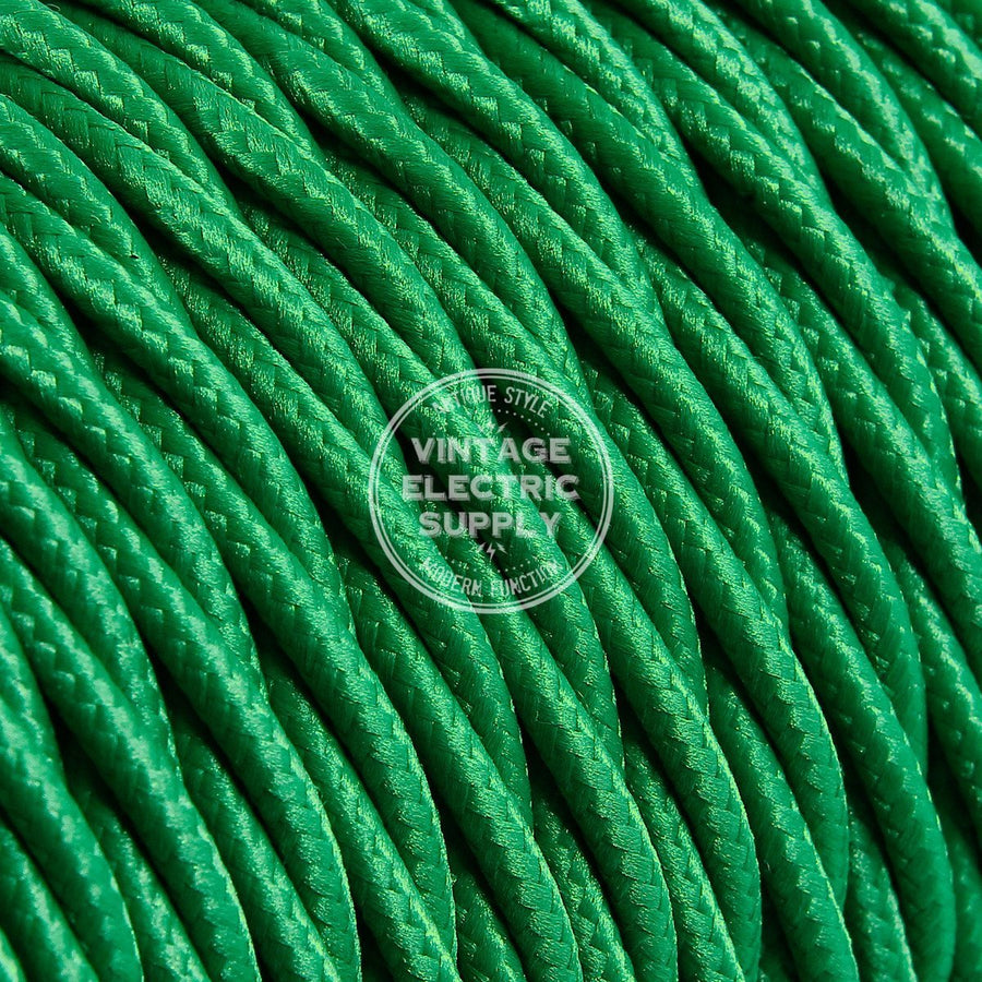 Green Rayon Twisted Electric Cable  - Vintage Electric Supply