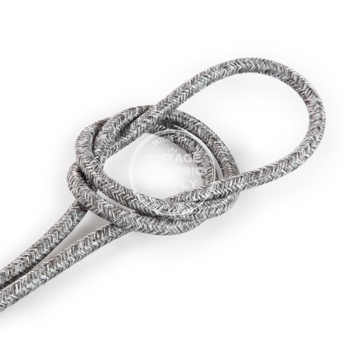 Grey Linen Electric Cable  - Vintage Electric Supply