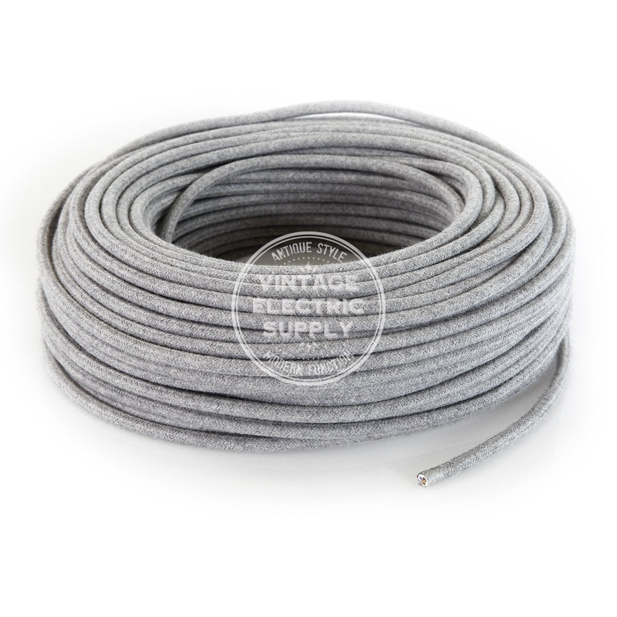 Grey Raw Yarn Electric Cable  - Vintage Electric Supply