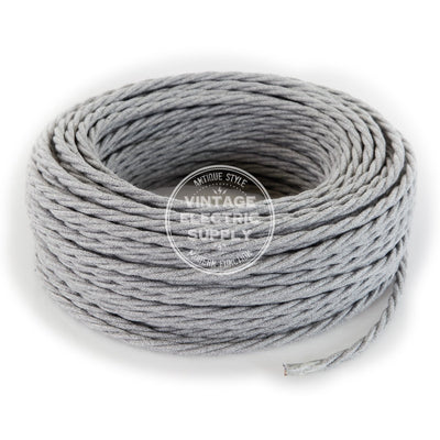 Grey Raw Yarn Twisted Electric Cable  - Vintage Electric Supply