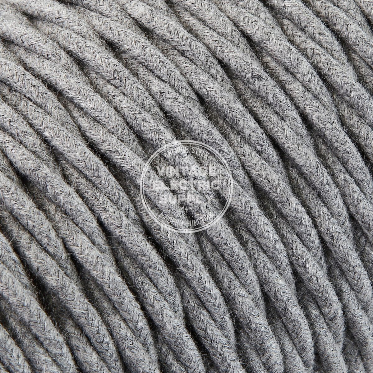 Grey Raw Yarn Twisted Electric Cable  - Vintage Electric Supply