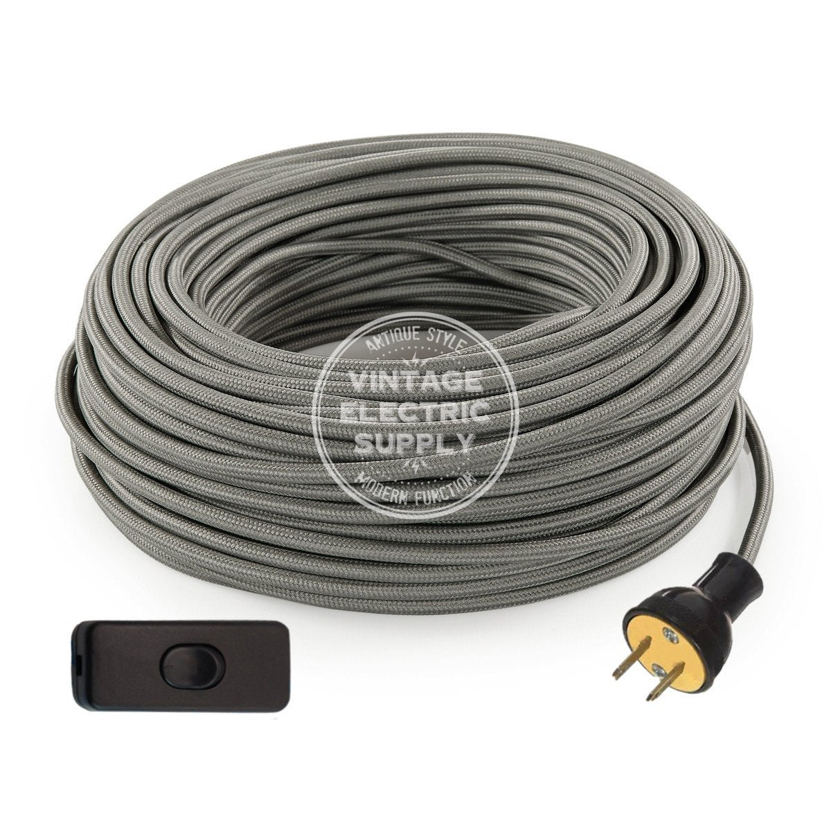 Grey Rayon Re-Wire Kit with Switch - Vintage Electric Supply