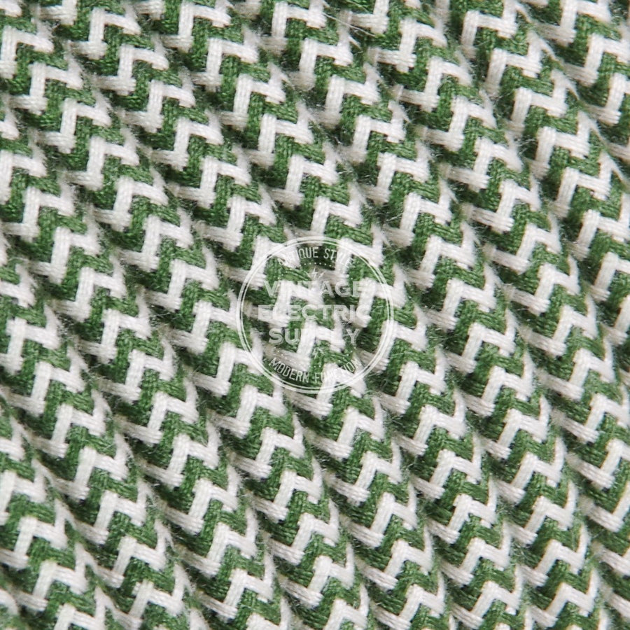 Ivory & Basil Zigzag Cotton Electric Cable  - Vintage Electric Supply