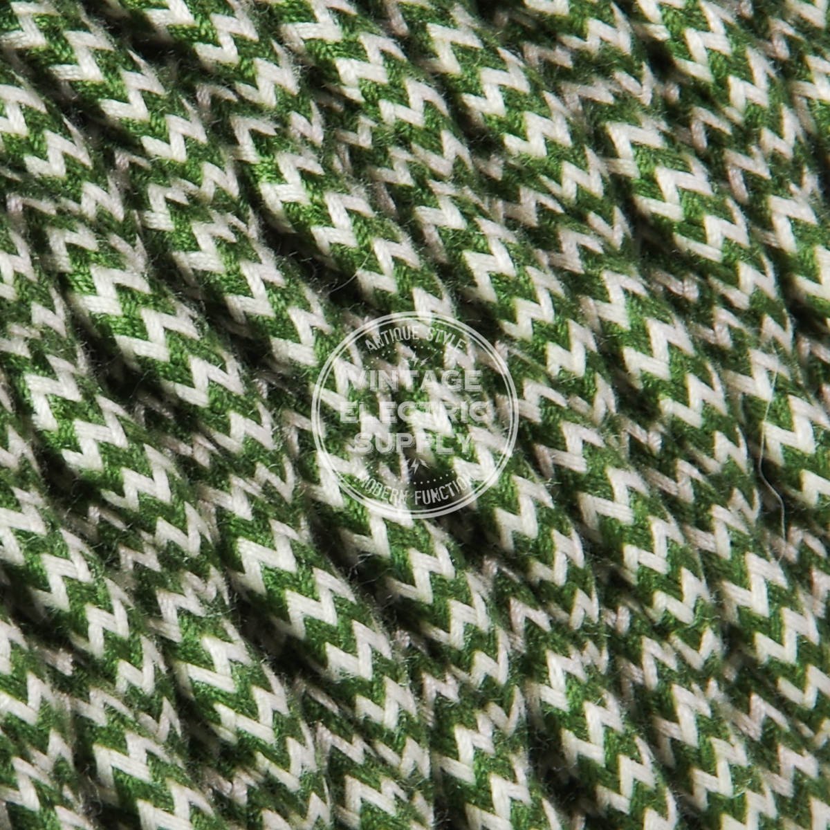 Ivory & Basil Zigzag Cotton Twisted Electric Cable  - Vintage Electric Supply