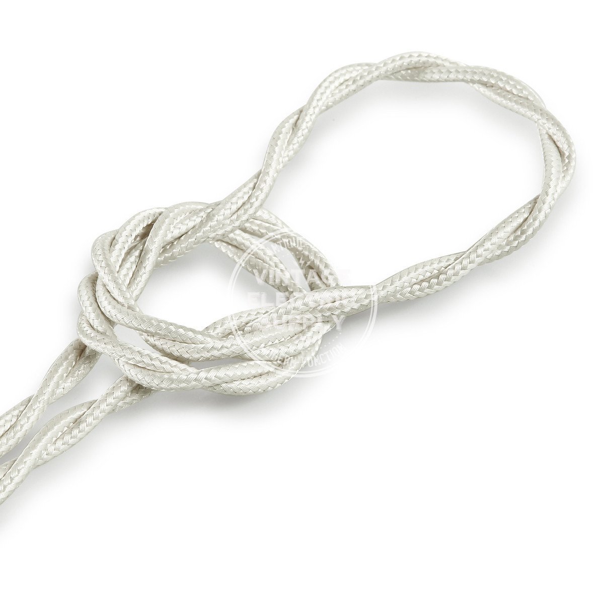 Ivory Rayon Twisted Electric Cable  - Vintage Electric Supply
