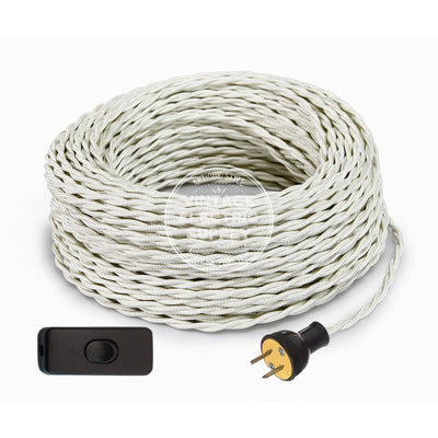 Ivory Rayon Twisted Re-Wire Kit with Switch - Vintage Electric Supply
