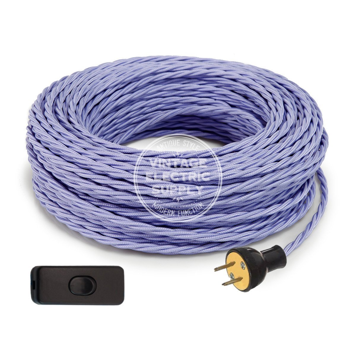 Lilac Rayon Twisted Re-Wire Kit with Switch - Vintage Electric Supply