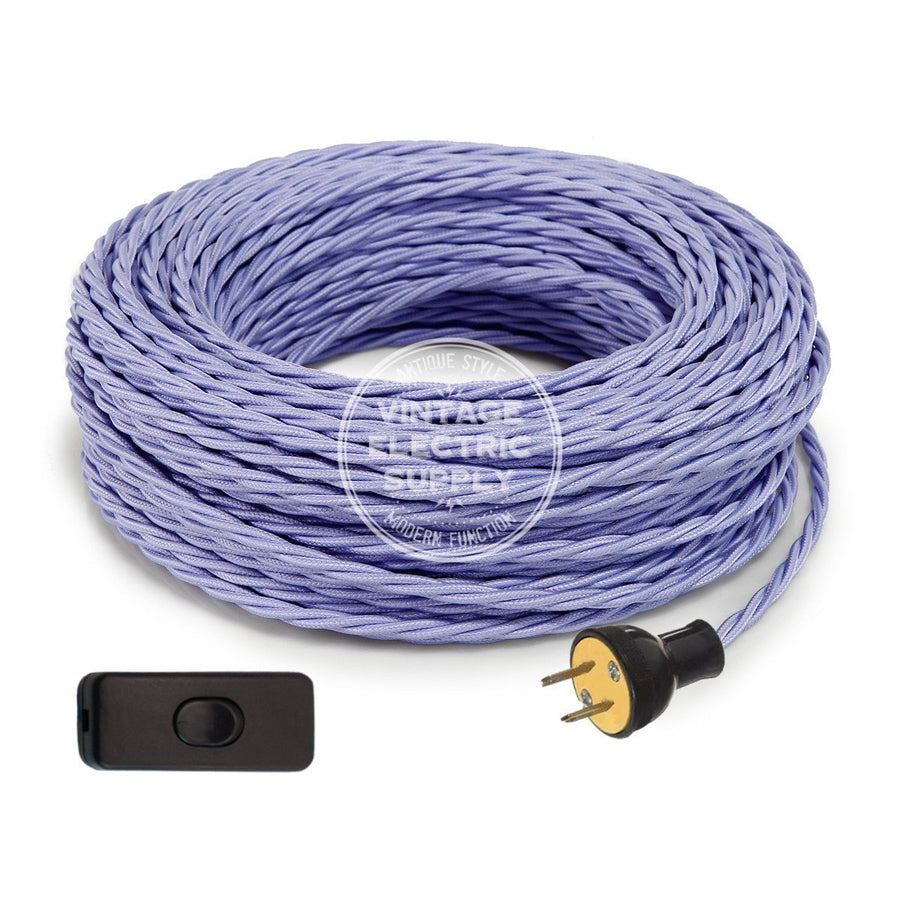Lilac Rayon Twisted Re-Wire Kit with Switch - Vintage Electric Supply