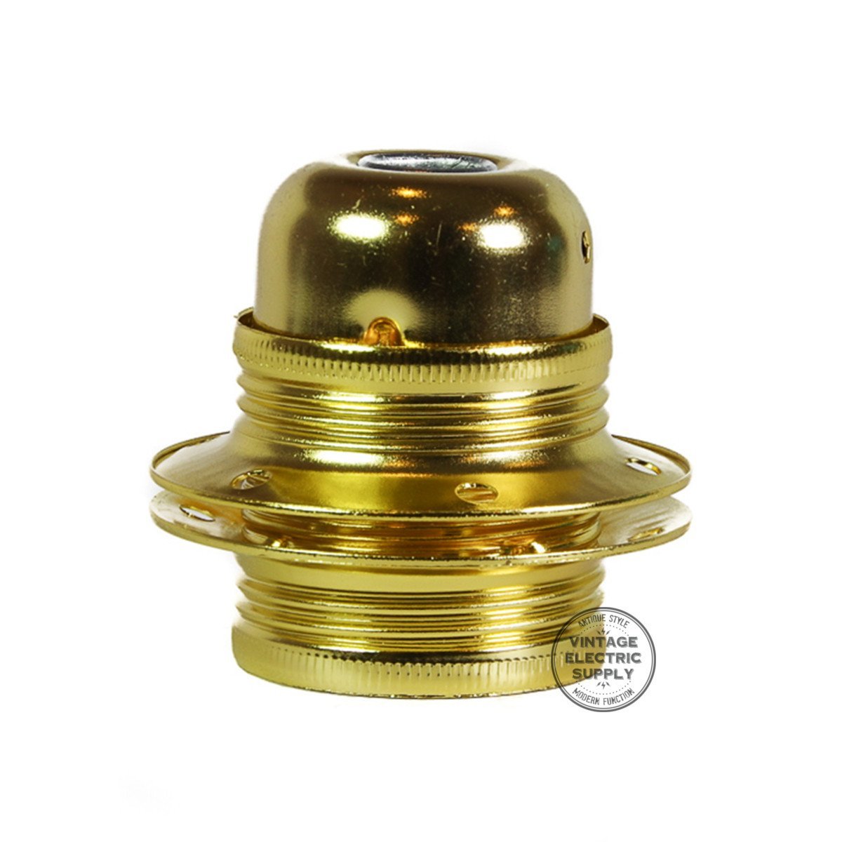 Metal Socket with Dual Screw Rings - Gold - Vintage Electric Supply