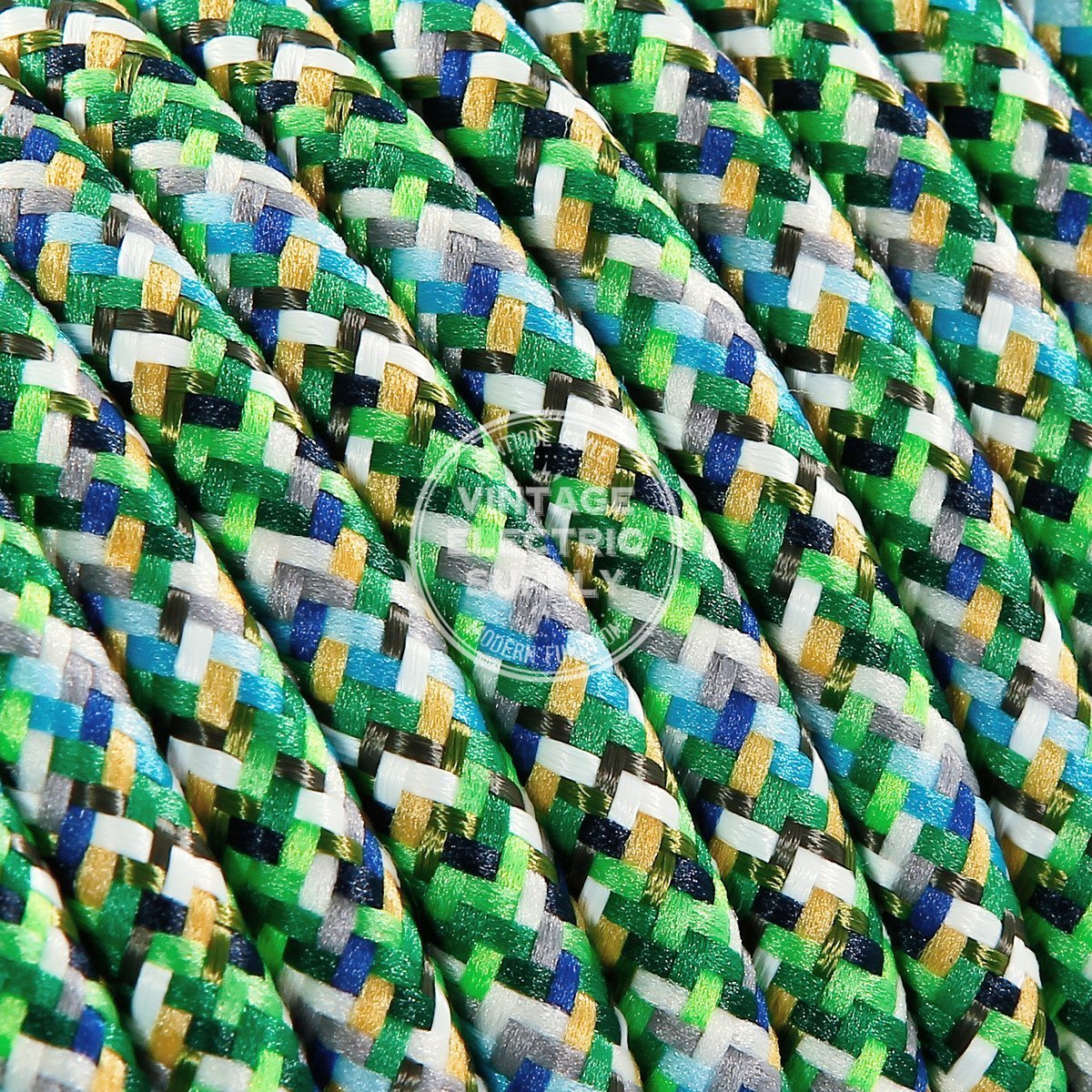 Mixed Greens Rayon Electric Cable  - Vintage Electric Supply