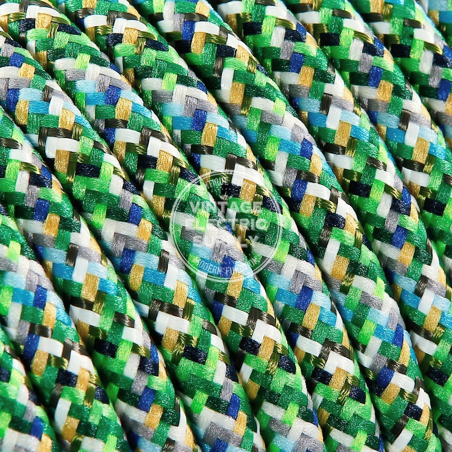 Mixed Greens Rayon Electric Cable  - Vintage Electric Supply