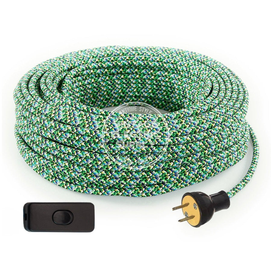 Mixed Greens Rayon Re-Wire Kit with Switch - Vintage Electric Supply