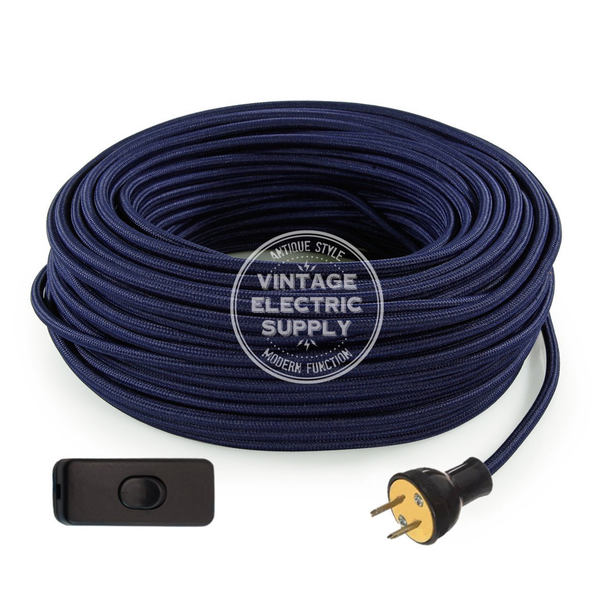 Navy Rayon Re-Wire Kit with Switch - Vintage Electric Supply