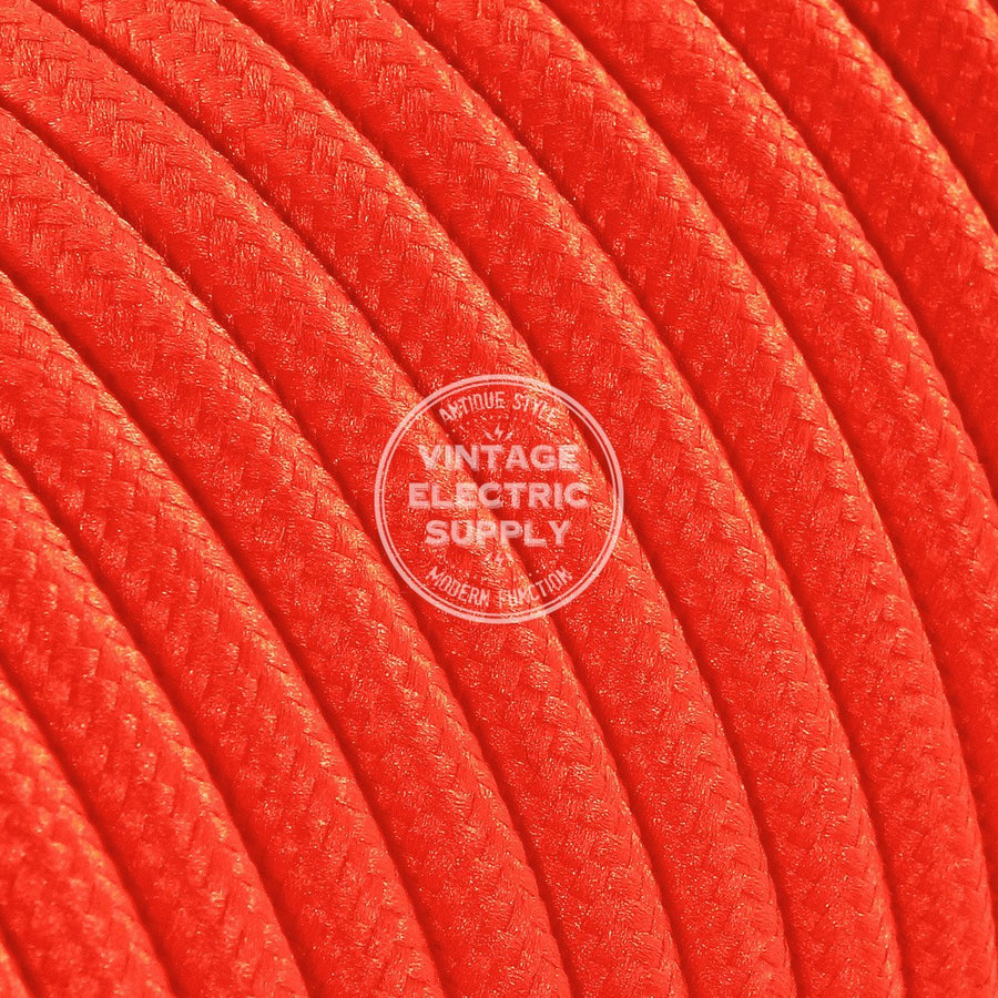 Neon Orange Rayon Electric Cable  - Vintage Electric Supply