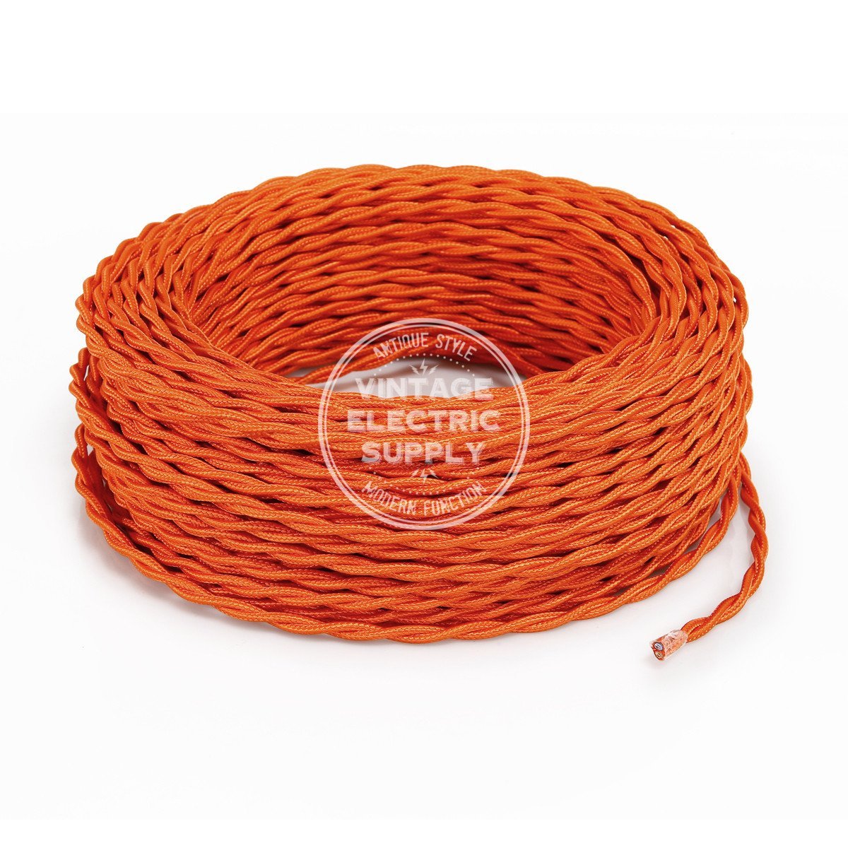 Orange Rayon Twisted Electric Cable  - Vintage Electric Supply