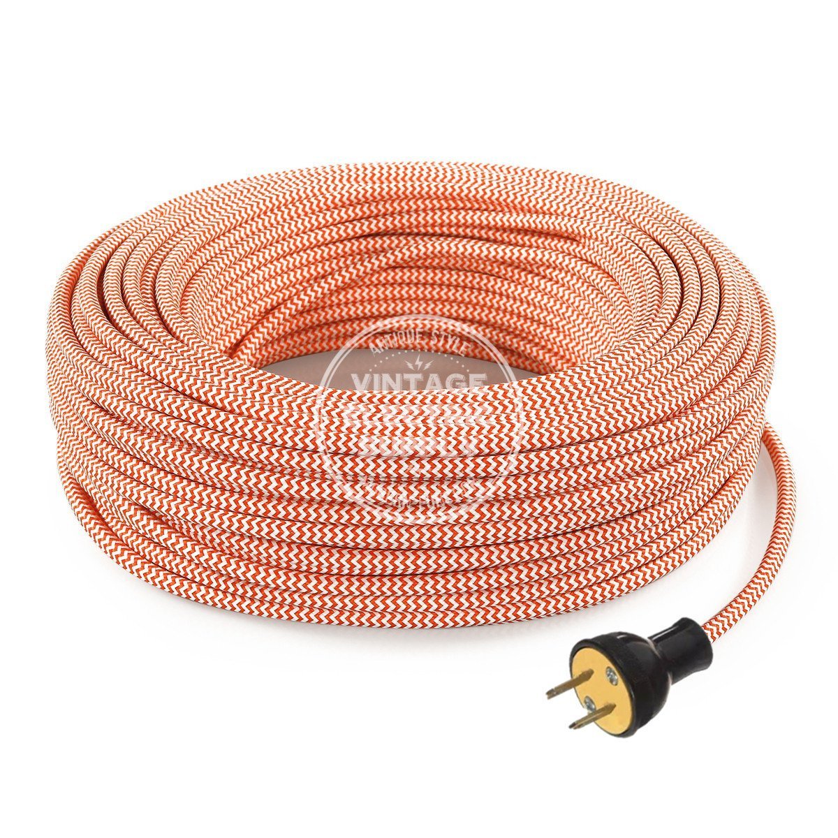 Orange & White Zigzag Rayon Re-Wire Kit - Vintage Electric Supply