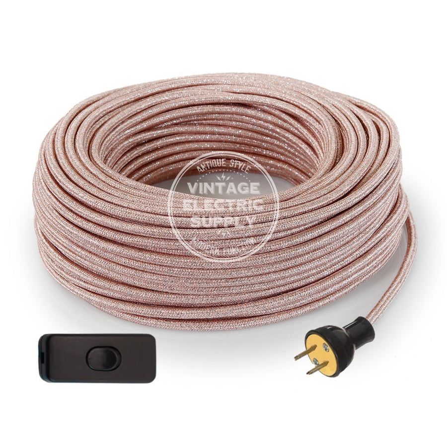 Pink Glitter Re-Wire Kit with Switch - Vintage Electric Supply