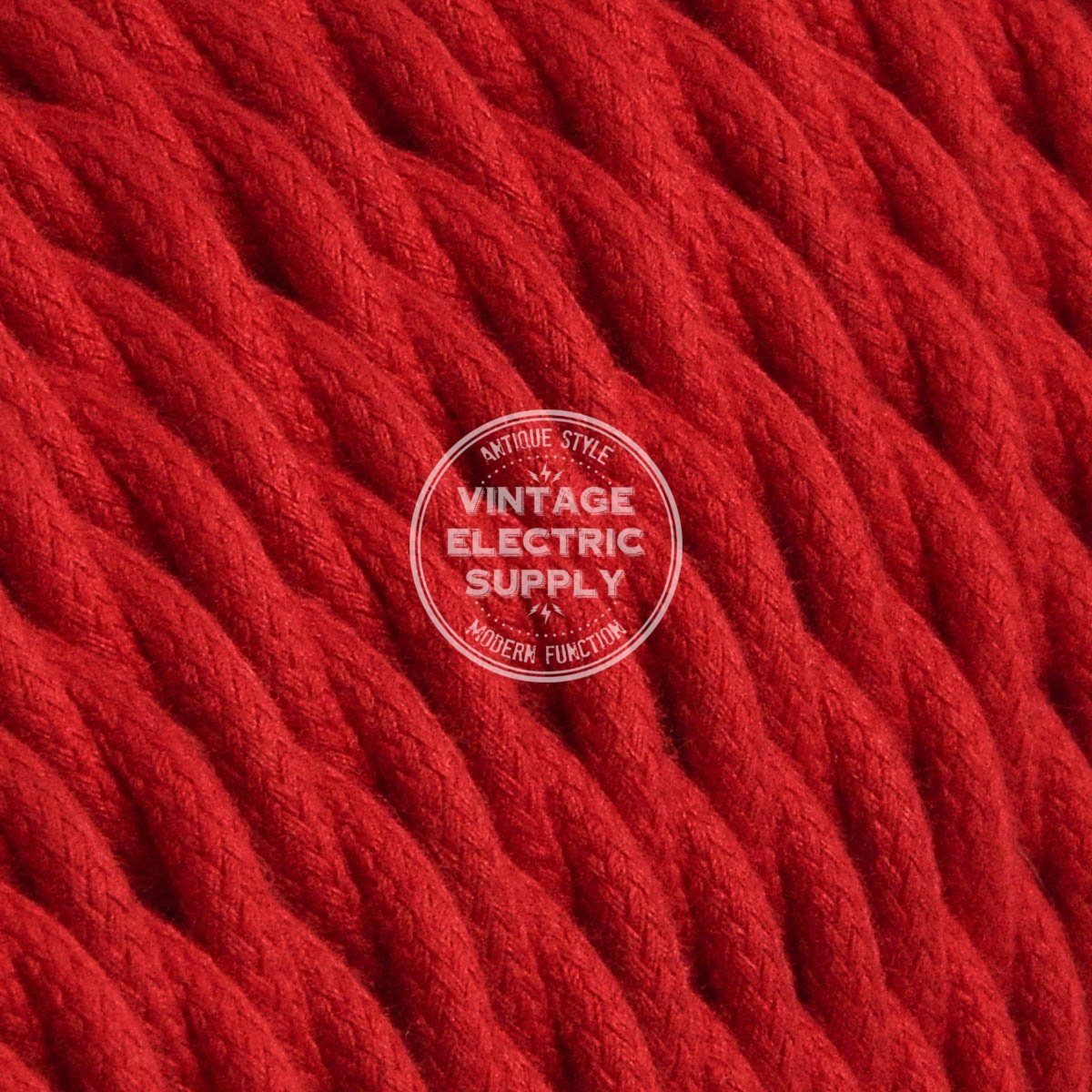 Red Cotton Twisted Electric Cable - Vintage Electric Supply
