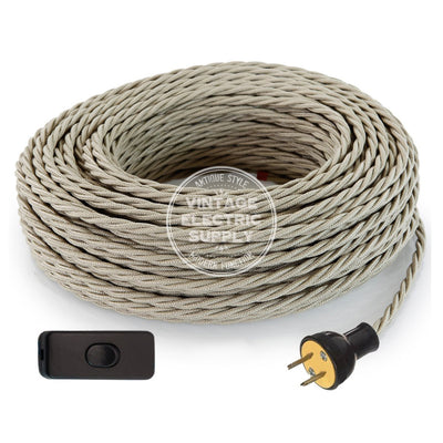 Sand Raw Yarn Twisted Re-Wire Kit with Switch - Vintage Electric Supply