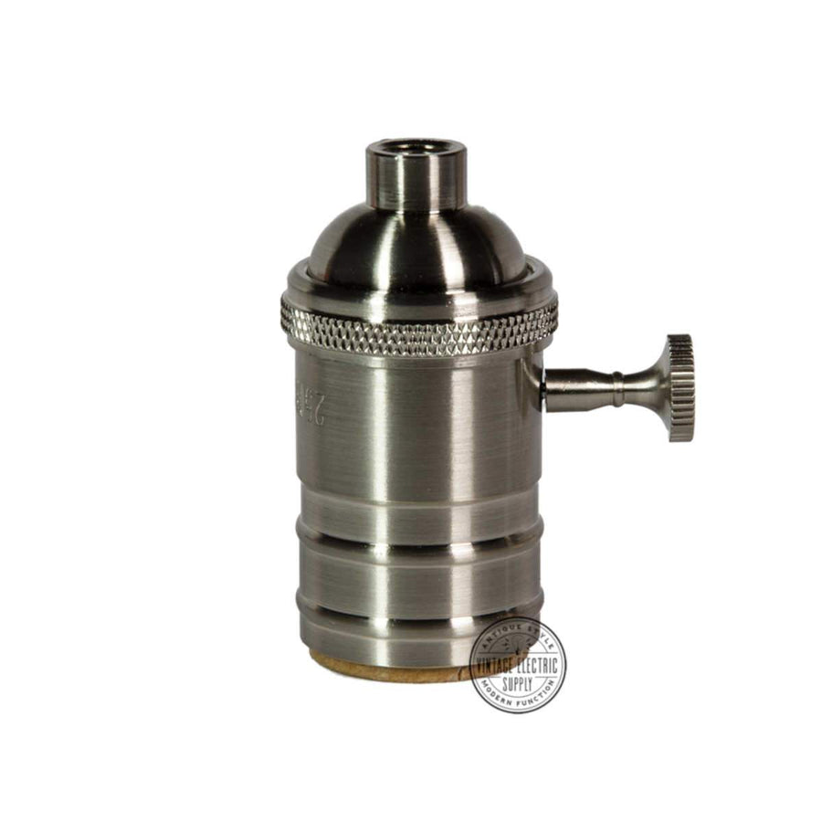 Satin Nickel Cast Brass Socket with Rotary on/off - Vintage Electric Supply