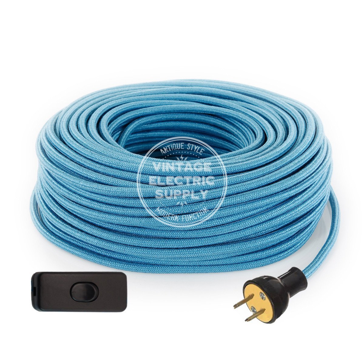 Turquoise Raw Yarn Re-Wire Kit with Switch - Vintage Electric Supply