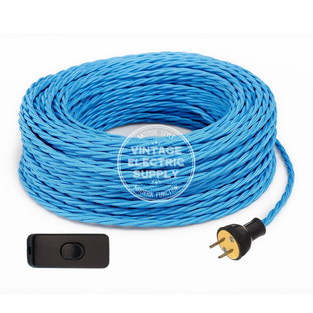 Turquoise Rayon Twisted Re-Wire Kit with Switch - Vintage Electric Supply