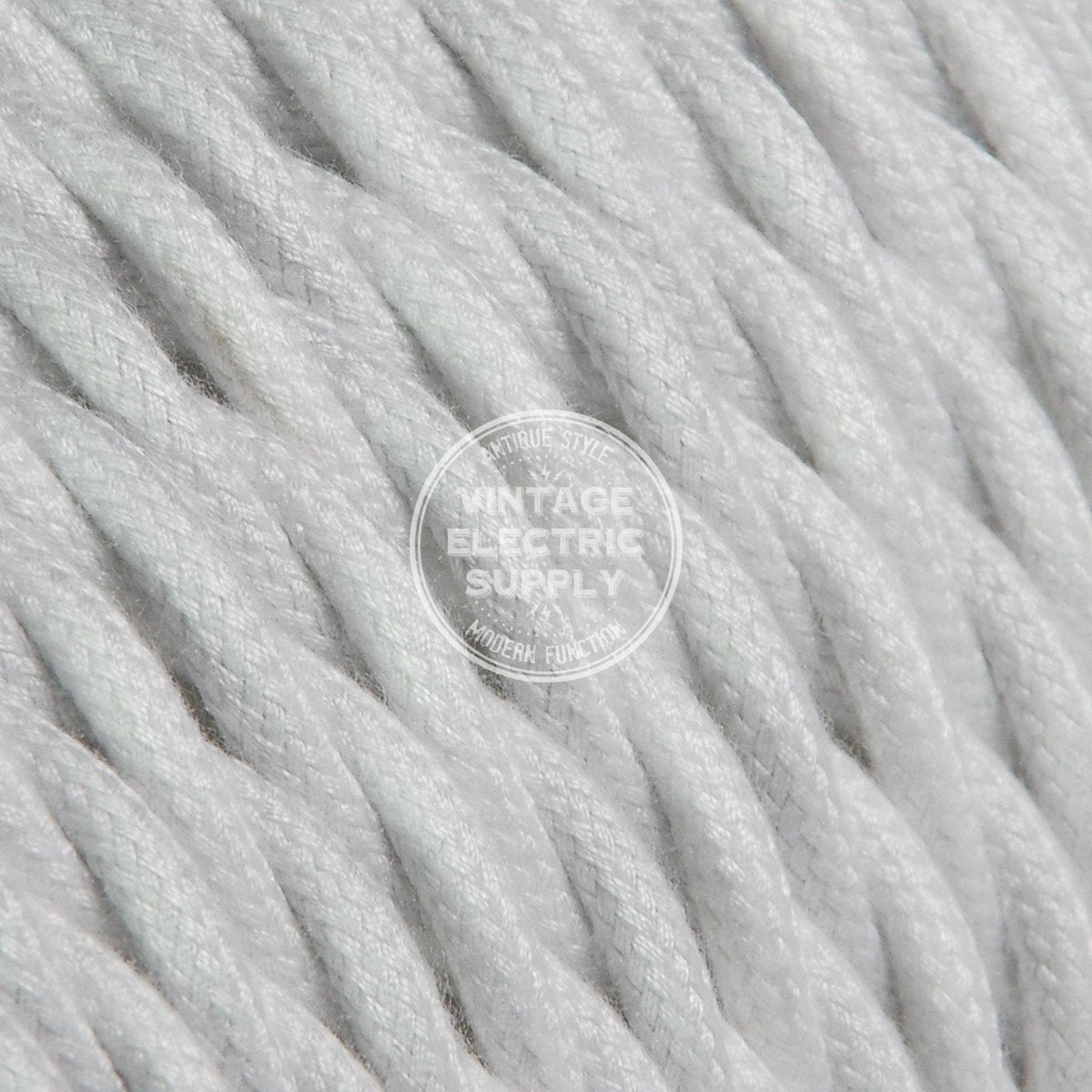 White Cotton Twisted Electric Cable - Vintage Electric Supply