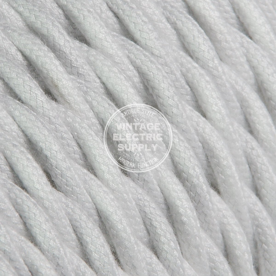 White Cotton Twisted Electric Cable - Vintage Electric Supply