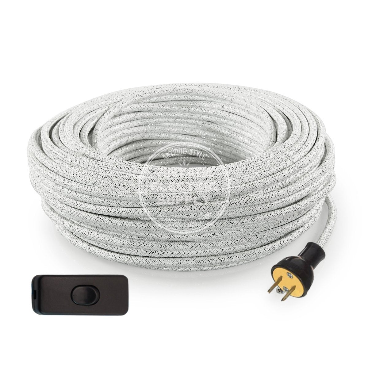 White Glitter Re-Wire Kit with Switch - Vintage Electric Supply