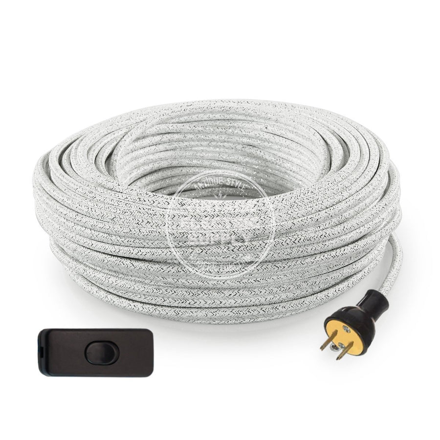 White Glitter Re-Wire Kit with Switch - Vintage Electric Supply