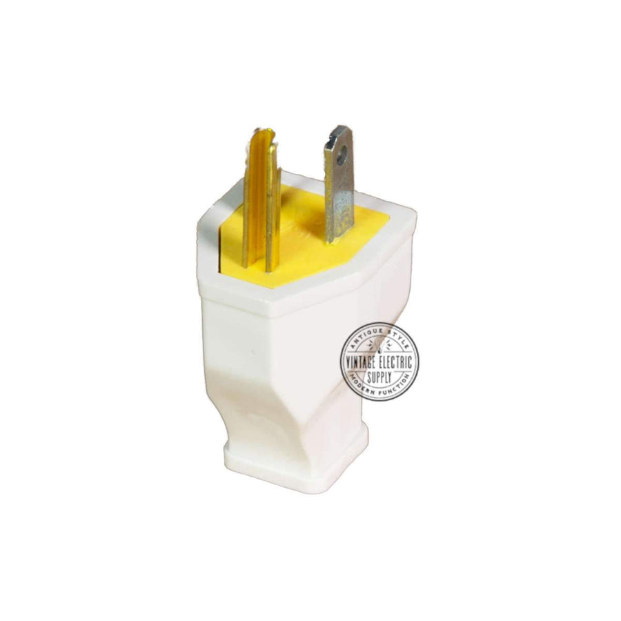 White Grounded Plug - Vintage Electric Supply