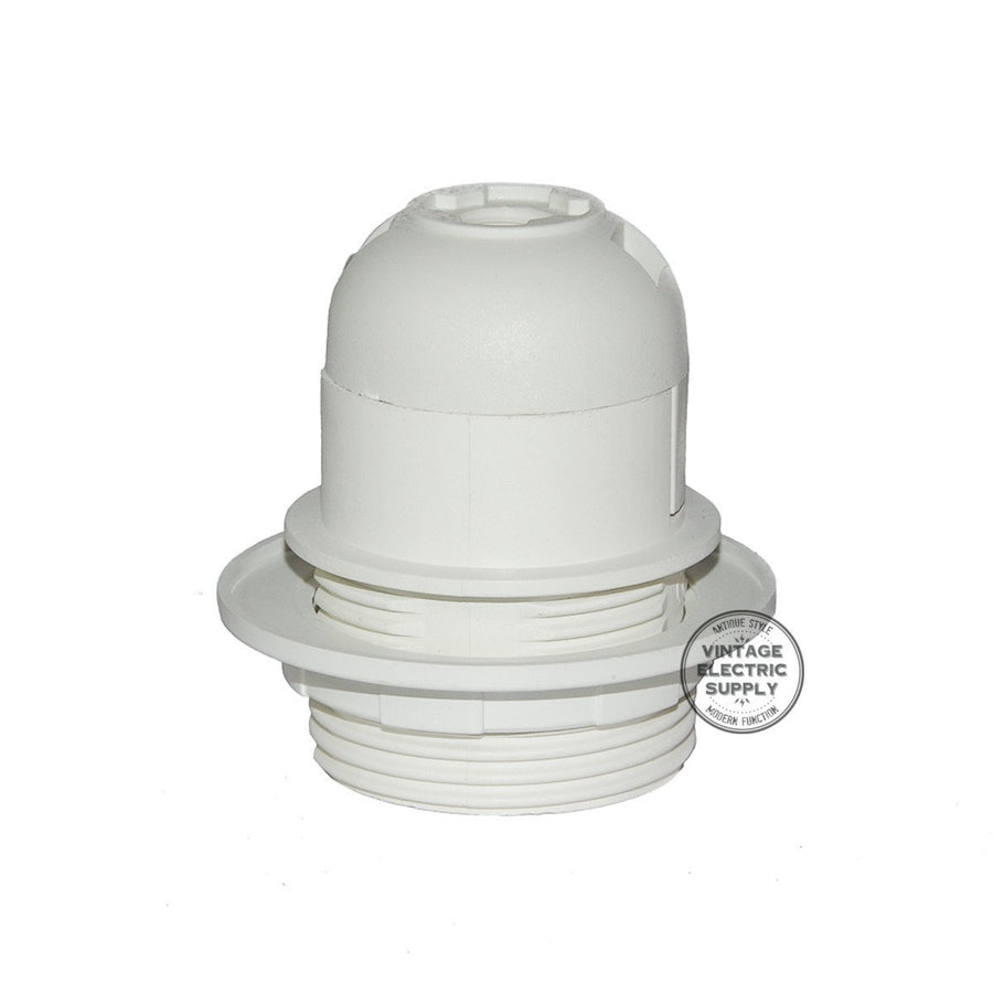White Thermoplastic Socket with Screw Ring - Vintage Electric Supply